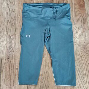 Under Armour HeatGear Compression Capri Leggings XL or L Teal